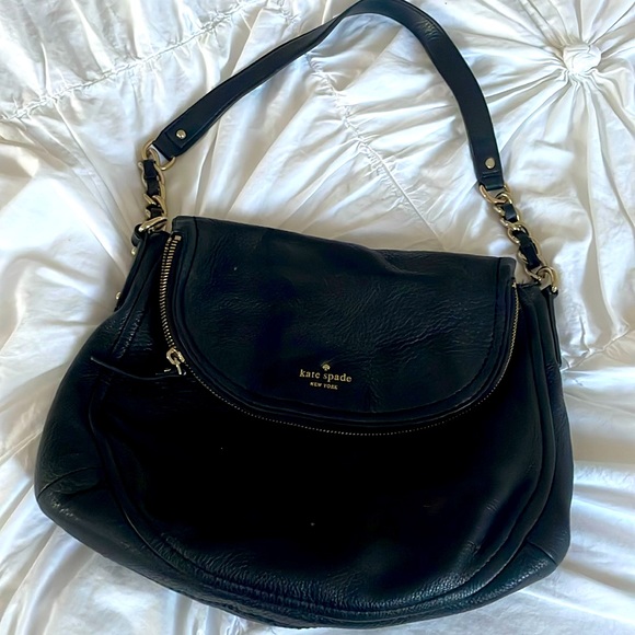 Perfect condition black shoulder bag Kate Spade leather hobo purse - Picture 1 of 7